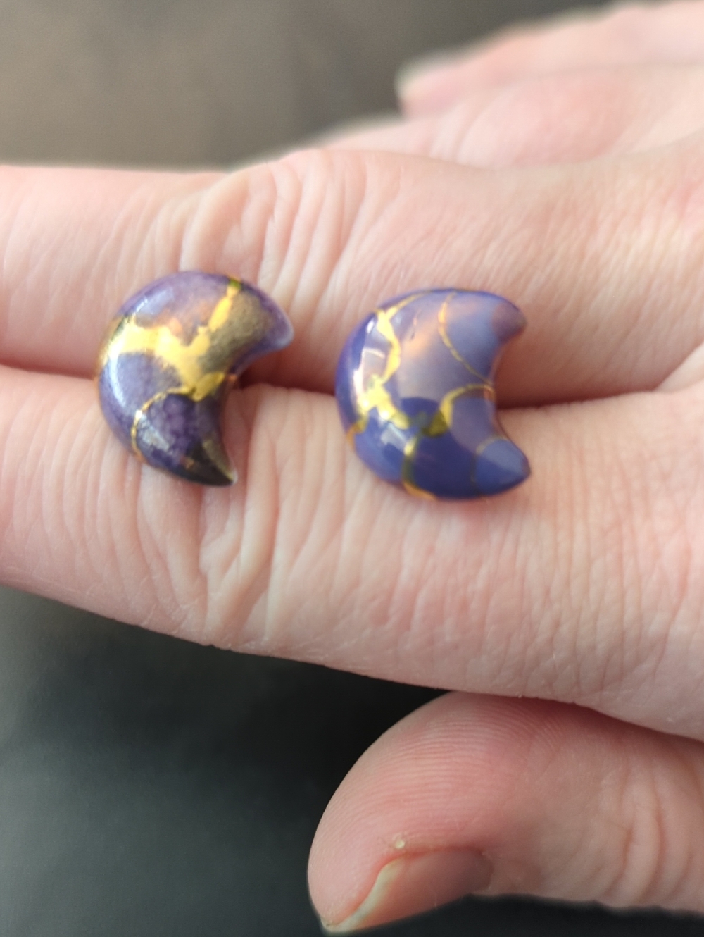 Vintage 90s Ceramic Crescent Moon Earrings